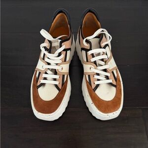 Robert Clergerie Women's Sneakers in Brown, Cream, and Black